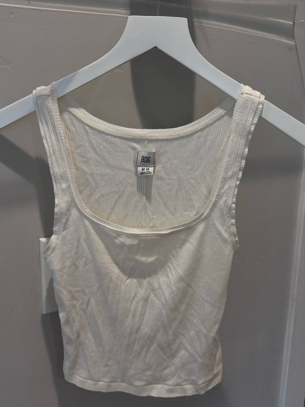 BDG White Ribbed Tank Top
